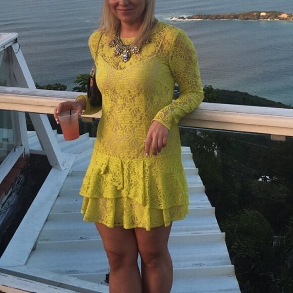 BCBGMAXAZRIA Embroidery Flower Lace Dress - Picture 12 of 12